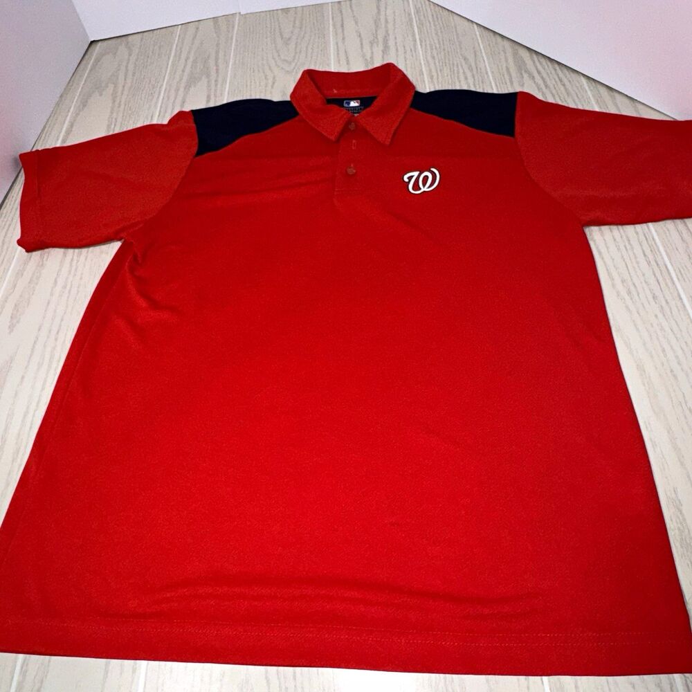 MLB Genuine Merchandise Washington Nationals Red Polo Shirt Baseball Size L